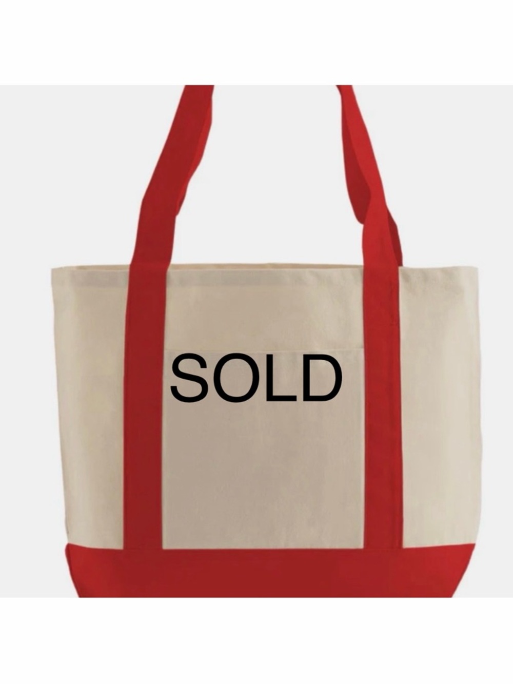 Elegant Red and Cream Tote Bag the same size as those at Trader Joe's